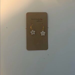 Handmade White Flower Earrings